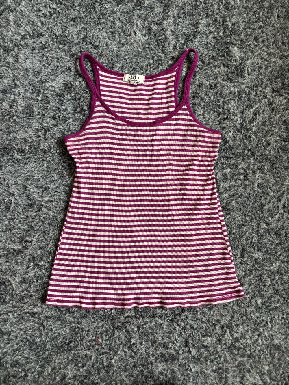 Lei Striped Racerback Tank Top in Purple and White
